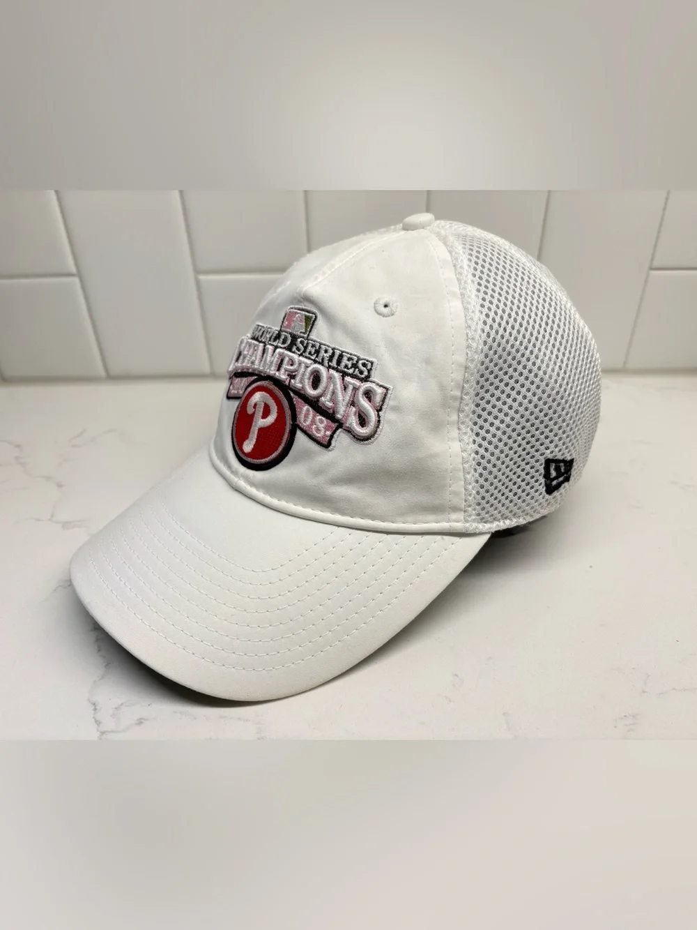 New Era 2008 World Series Champions Phillies White Pink Hat Women Adjustable⁠